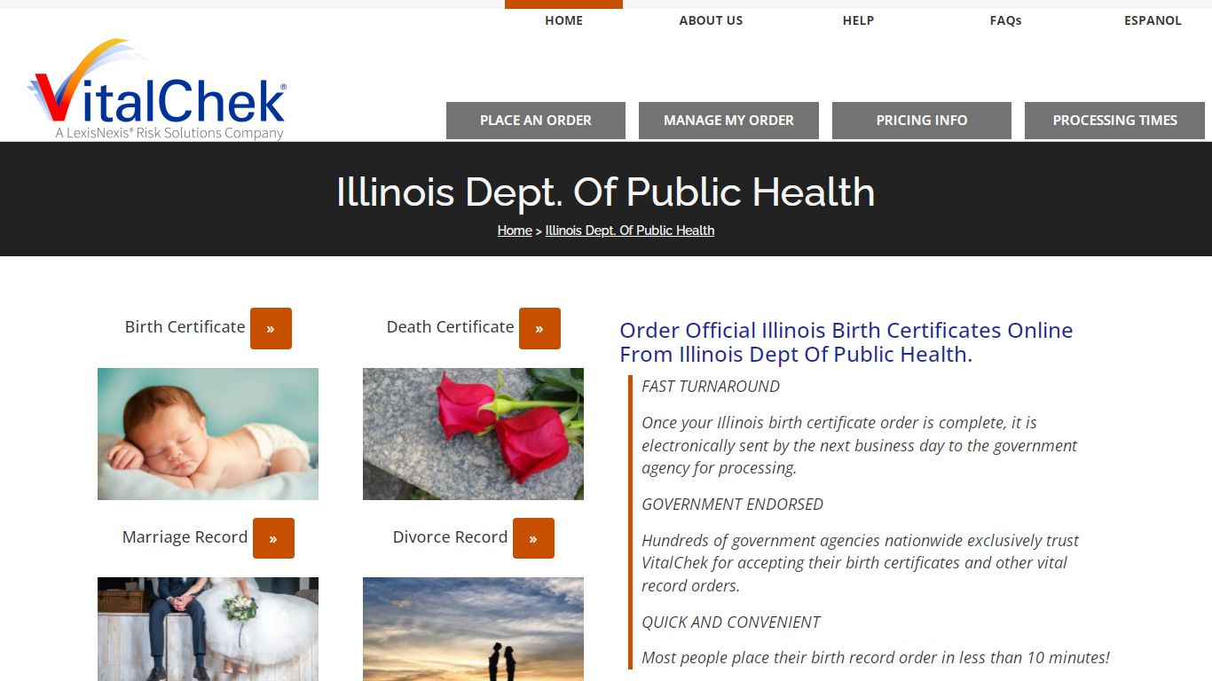 Illinois Dept. Of Public Health (IL) | Order Certificates - VitalChek